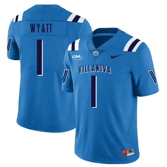 Men #1 Jon Wyatt Villanova Wildcats College Football Jerseys Stitched Sale-Light Blue